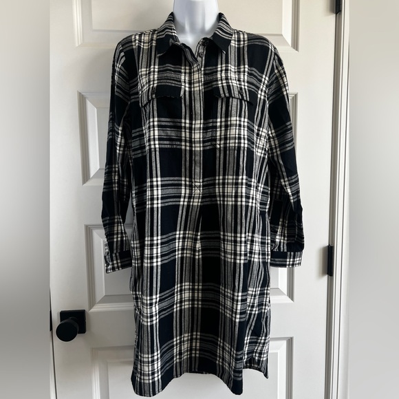MADEWELL Plaid Flannel Shirt Dress Size Medium - Picture 2 of 4